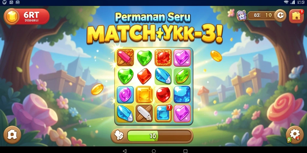 Gameplay seru 6RT dengan tantangan match-3 yang menawan.