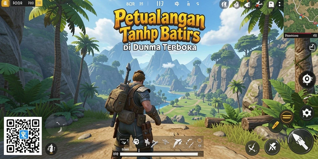 Screenshot utama 8QR menunjukkan pesona dunia terbuka yang luas.