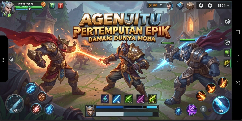 Screenshot utama AGENJITU menampilkan aksi pertempuran yang seru.