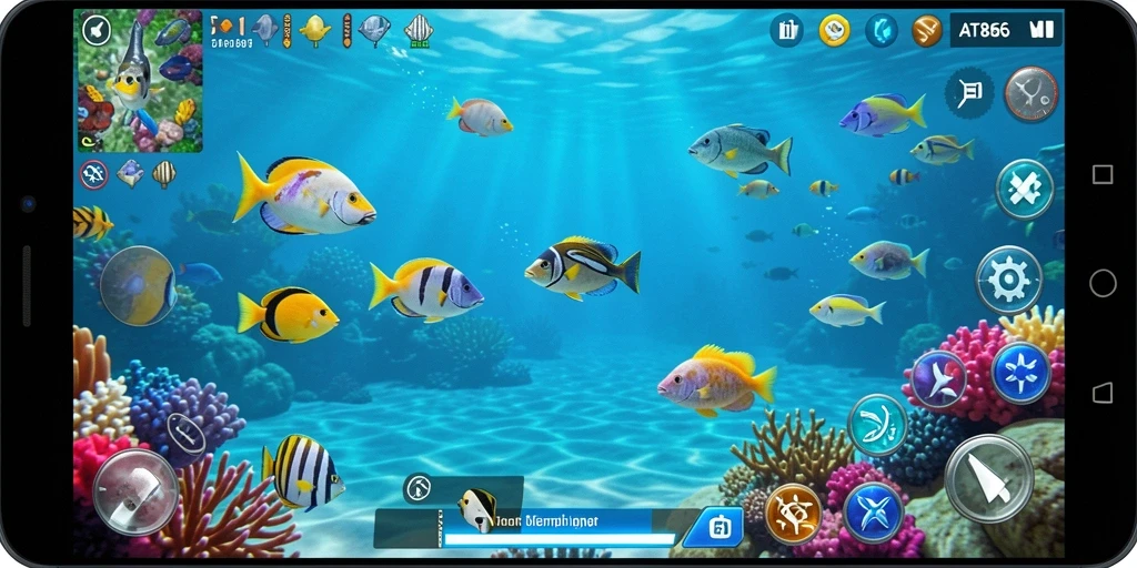 Tampilan gameplay seru dalam AT866 saat berburu ikan.
