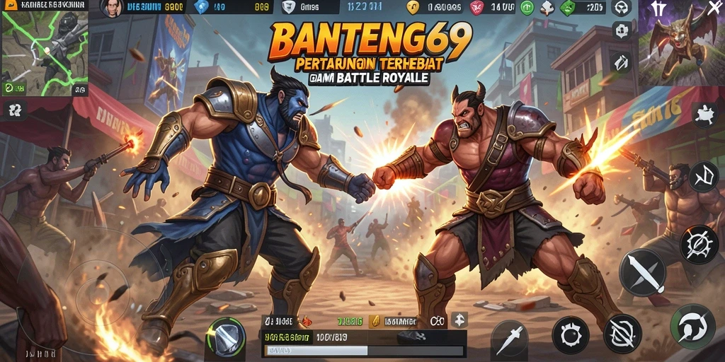 Gameplay mendebarkan BANTENG69 saat pemain bertarung di arena.