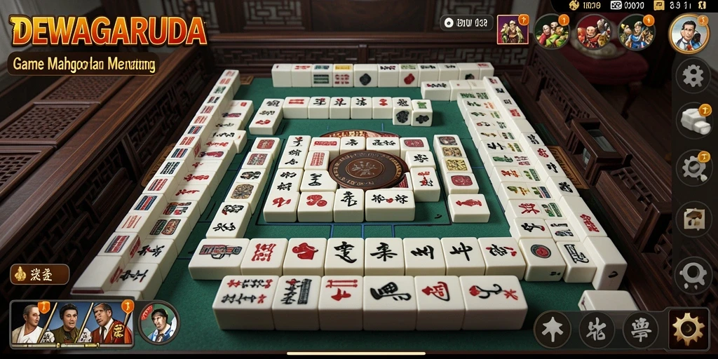 Gameplay menarik DEWAGARUDA dengan ubin Mahjong berwarna-warni.