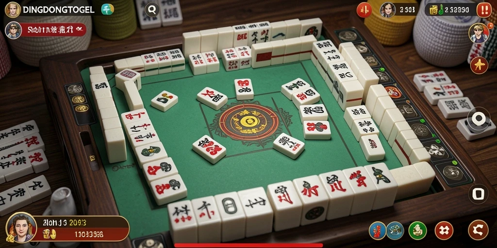 Tangkapan layar gameplay DINGDONGTOGEL yang menampilkan aksi Mahjong.