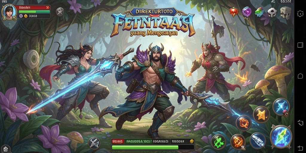 Screenshot gameplay <strong>DIREKTURTOTO</strong> yang menampilkan petualangan epik di dunia fantasi.