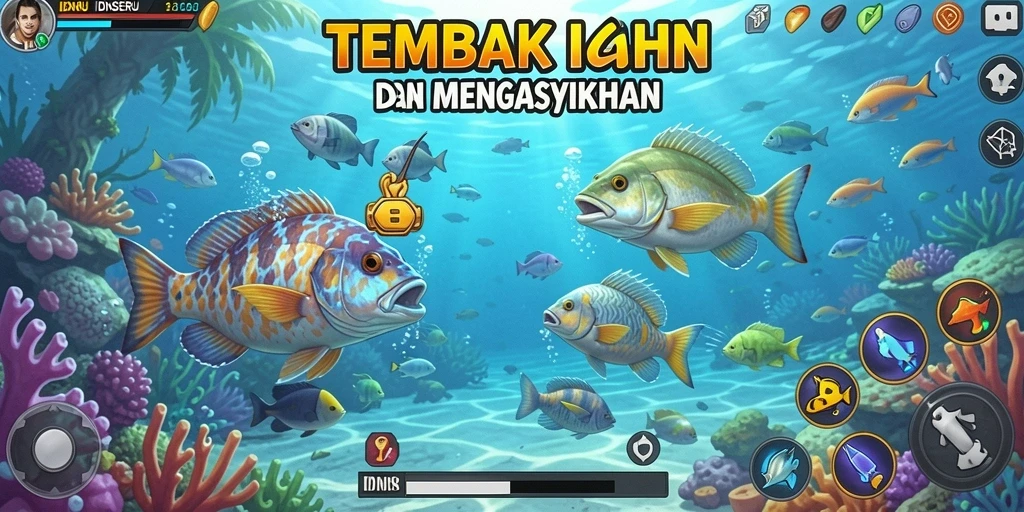 Tampilan gameplay seru Tembak Ikan dalam IDNSERU.