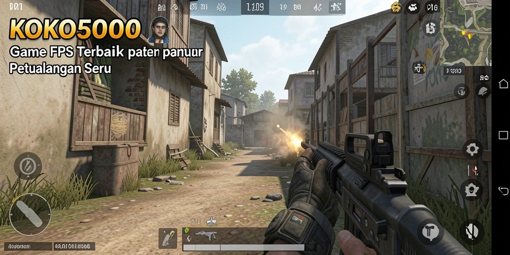 Screenshot gameplay KOKO5000 dengan aksi tembak-menembak yang intens.