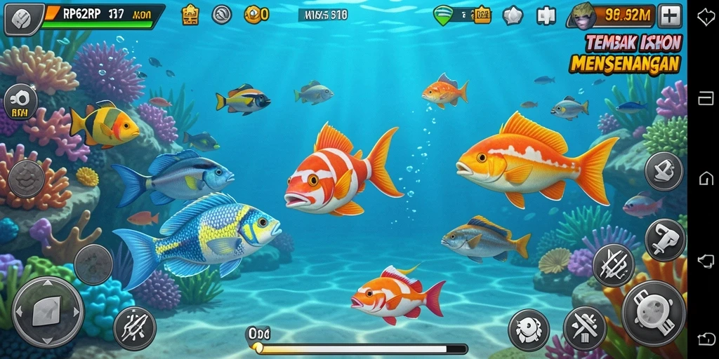 Screenshot dari gameplay Tembak Ikan RP62RP yang penuh aksi.