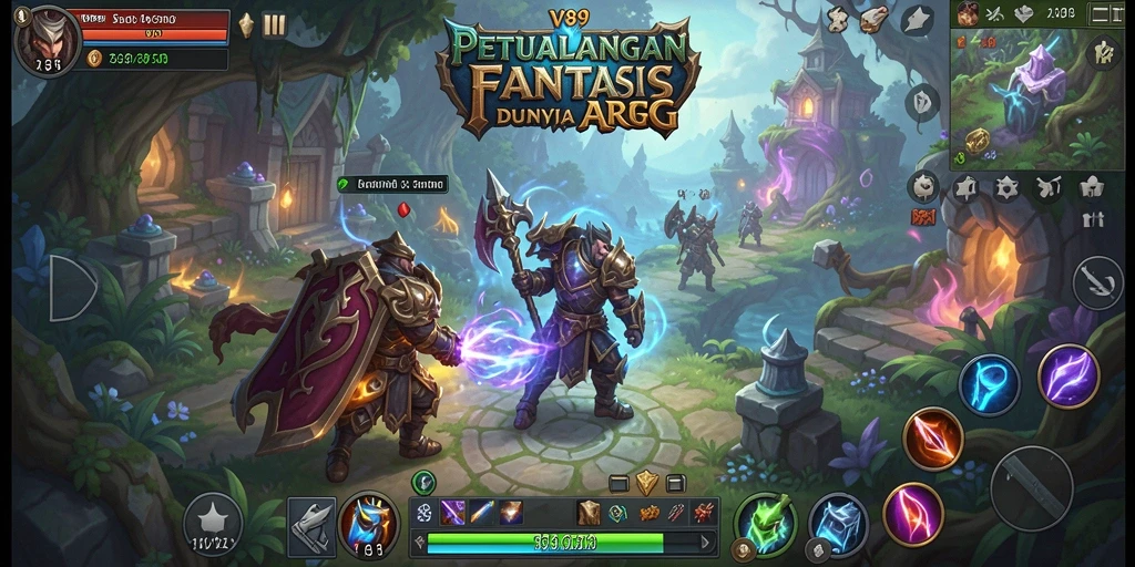 Screenshot menampilkan aksi pertempuran mendebarkan dalam game ARPG V89.
